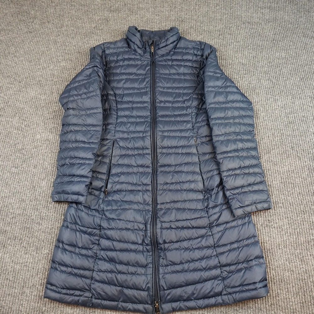 Patagonia Fiona Parka Jacket Womens Medium Blue Long Puffer Full Zip 28358